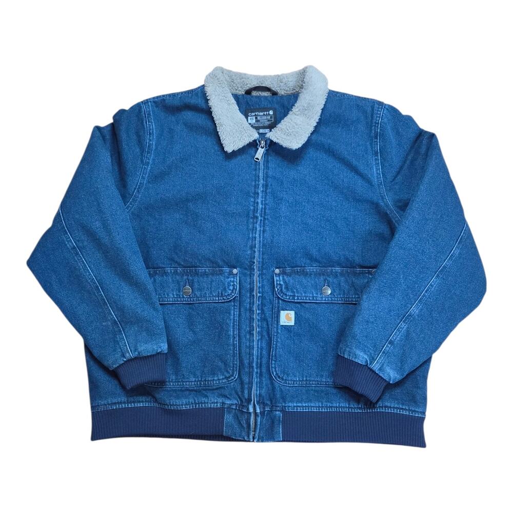 Carhartt Men's Relaxed Fit Denim Sherpa-Lined Jacket, XXL
